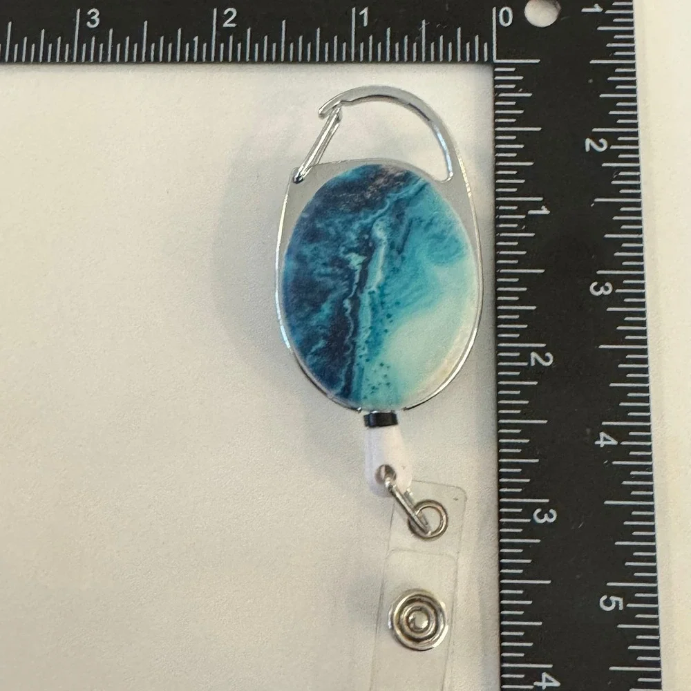 Blue Swirl Retractable‎ Badge Reel Carabiner Clip ID Holder Lanyard Accessory